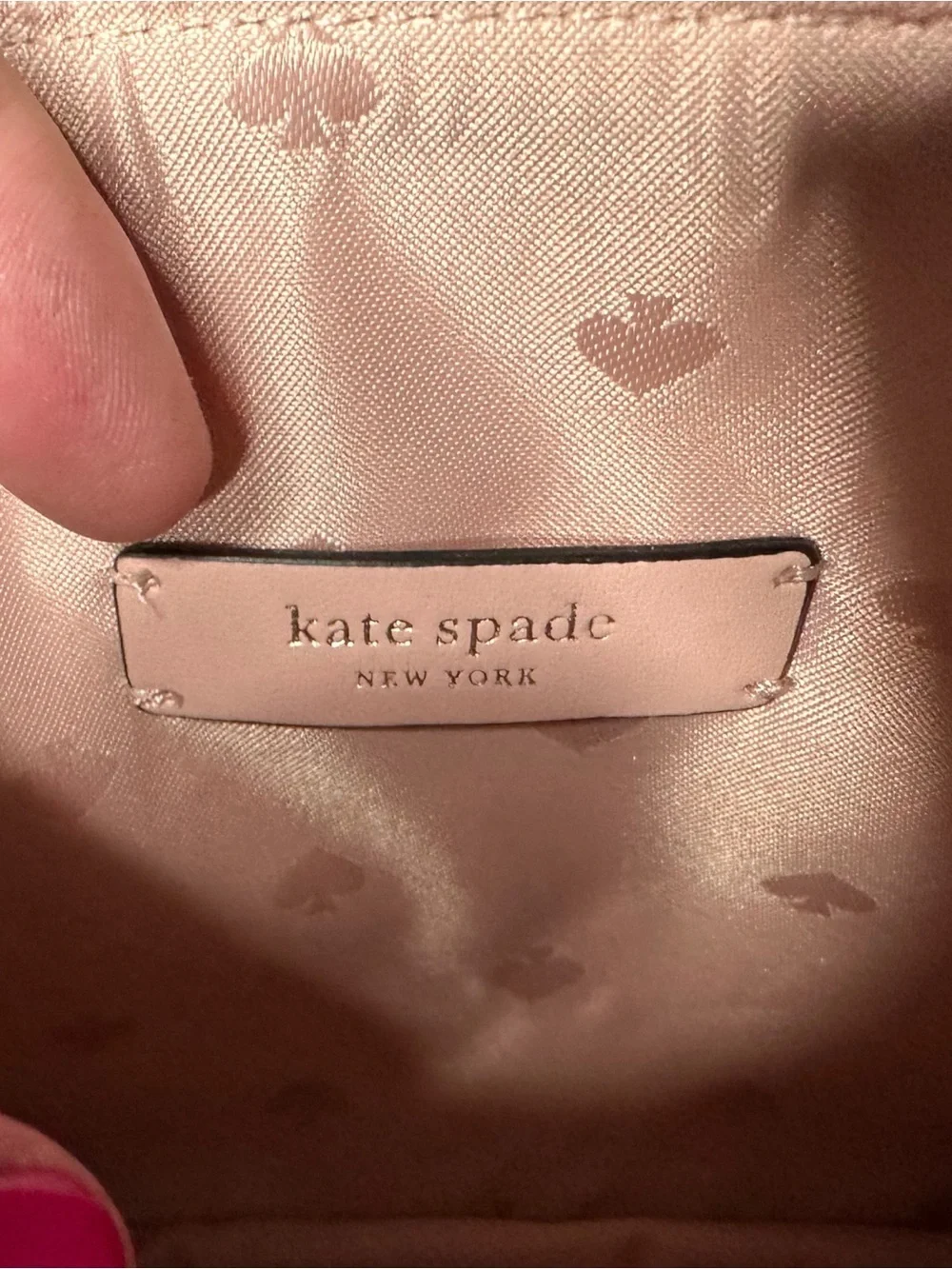 kate spade pink and burgundy dog appliqué crossbody